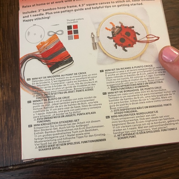 SOLD| mini cross stitch ladybug embroidery kit - Picture 2 of 2